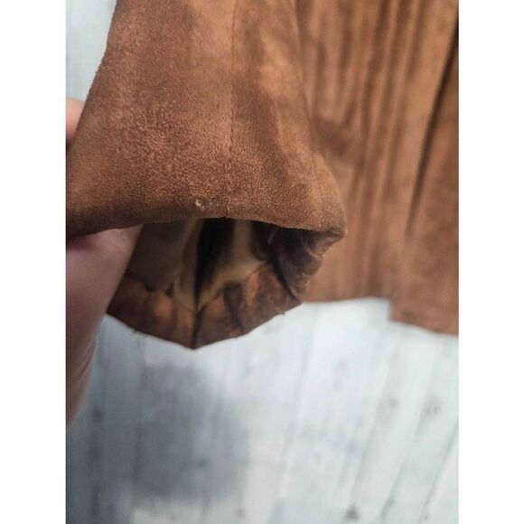 VTG 70s Le Soleil Leather Suede Quilted Open Front Jacket Sz. 7/8 - Picture 9 of 9